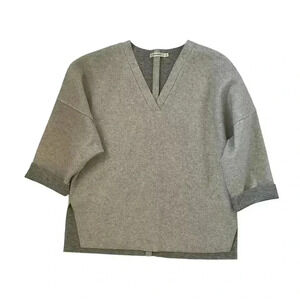 Moussy Oversized Top - V-Neck - Long Sleeves - Gray - Free Size